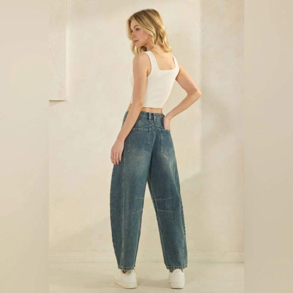 SF05 Last 1! Cute Denim Barrel Pants - Picture 4 of 4